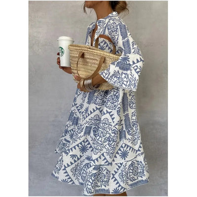 Ellie – Verspieltes A-Linien-Kleid mit V-Ausschnitt und Print