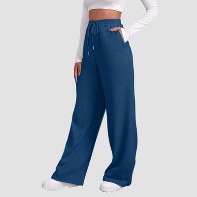 Heidi-Mode | Breite Beinen Hosen für Frauen Fleece für Sweatpants Gerade Hosen Bund Alle Math Einfache Fitness Joggers Reise Basis Hosen