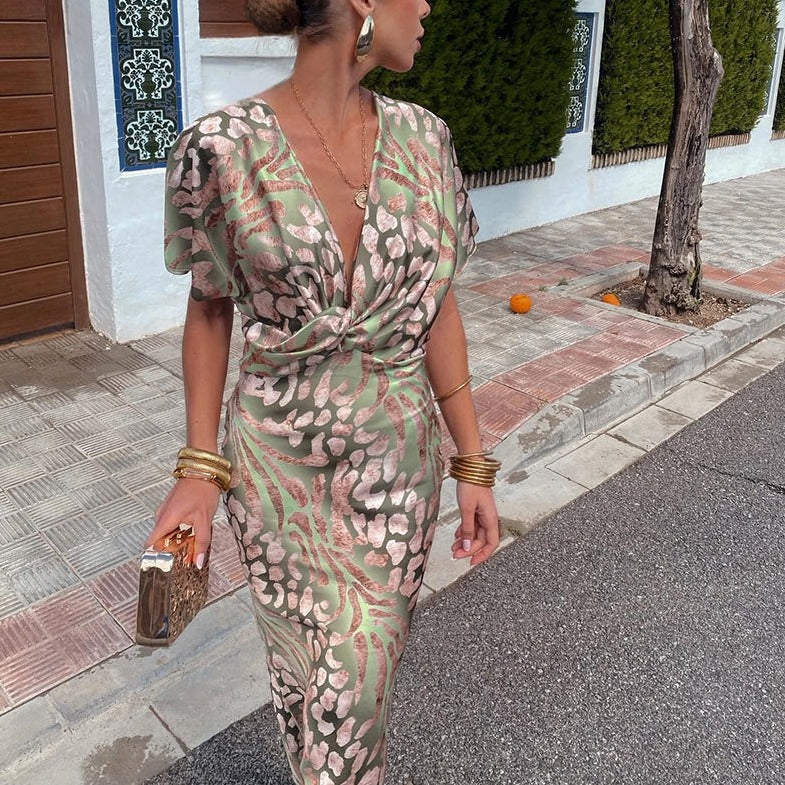 Noemi - Maxi-Kleid mit gewickeltem V-Ausschnitt