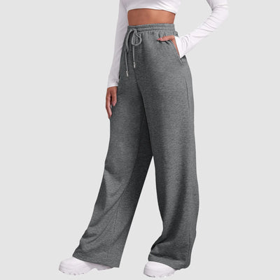 Heidi-Mode | Breite Beinen Hosen für Frauen Fleece für Sweatpants Gerade Hosen Bund Alle Math Einfache Fitness Joggers Reise Basis Hosen