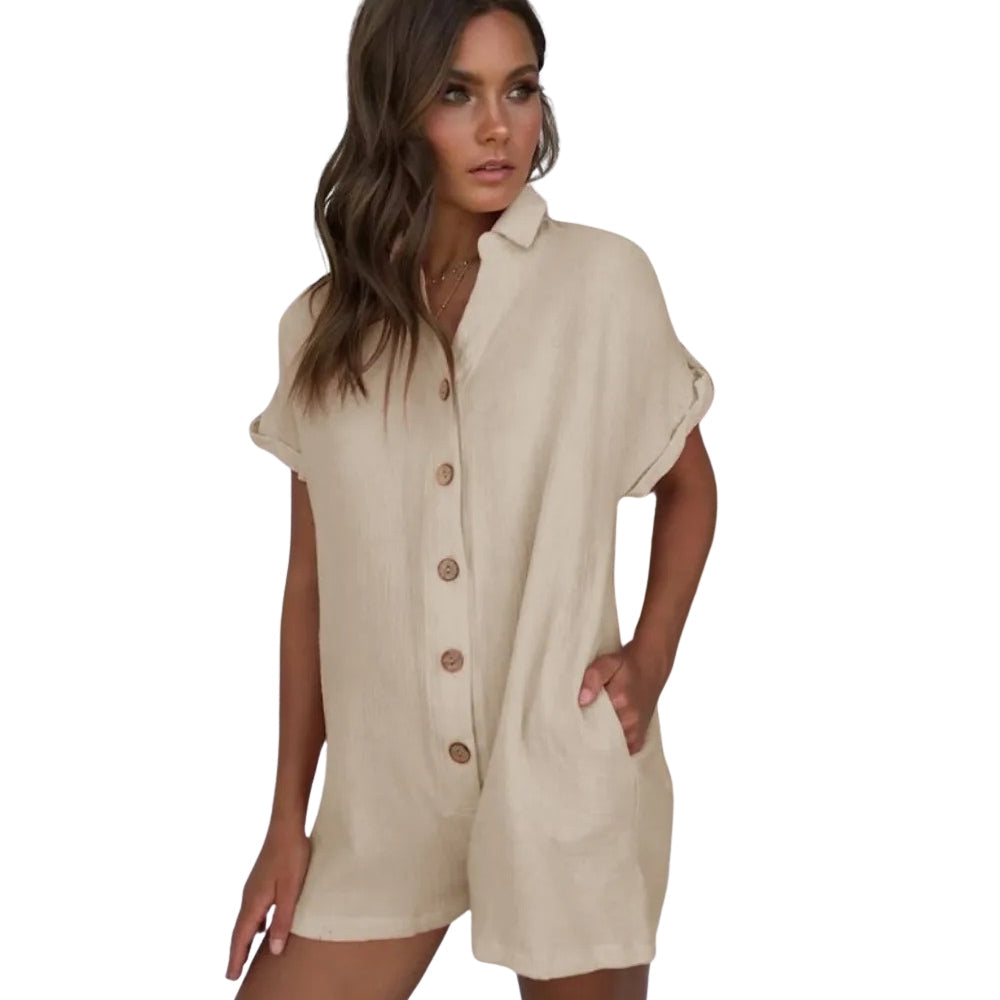 Geknöpfter Jumpsuit Kurzer für Damen