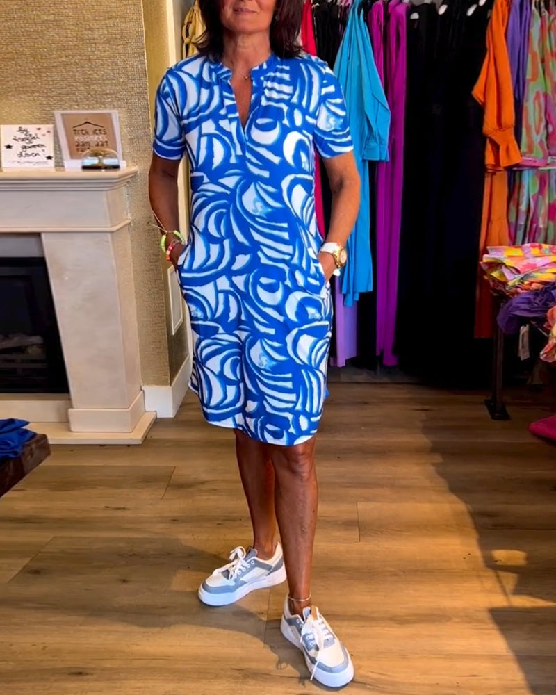 Marguerite – Sommerkleid mit abstraktem Print für stilvolle Leichtigkeit