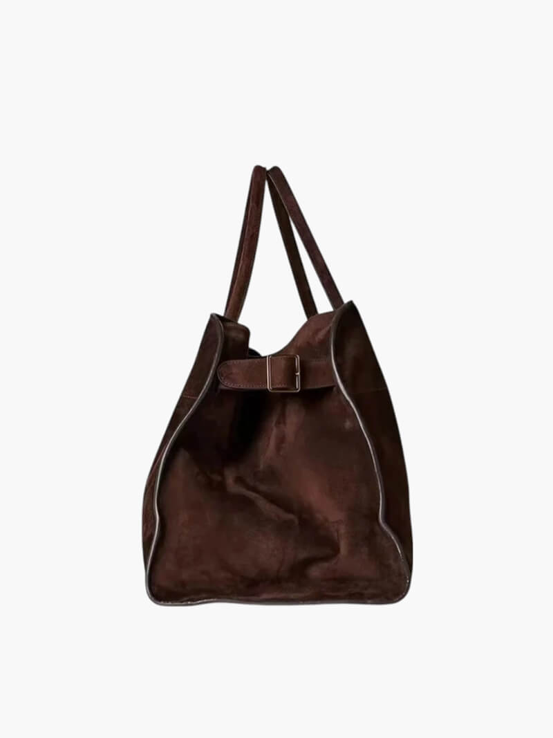 Große Damen Shopper Tasche – Strukturierte Schultertasche Wildleder/Leder