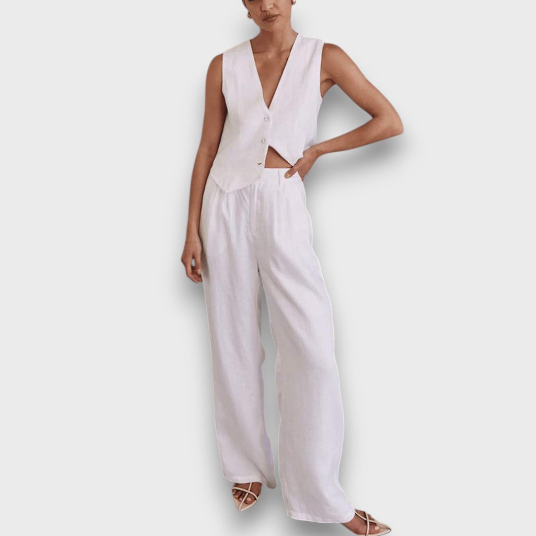 Solenne – Leinen-Set mit ärmelloser Weste