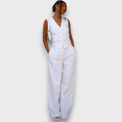 Solenne – Leinen-Set mit ärmelloser Weste