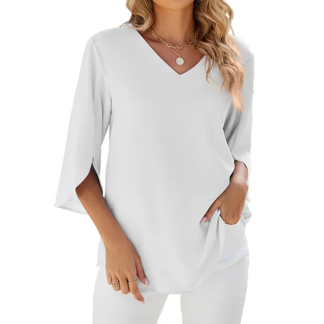 Sophie | Stilvolle Sommerbluse mit V Ausschnitt