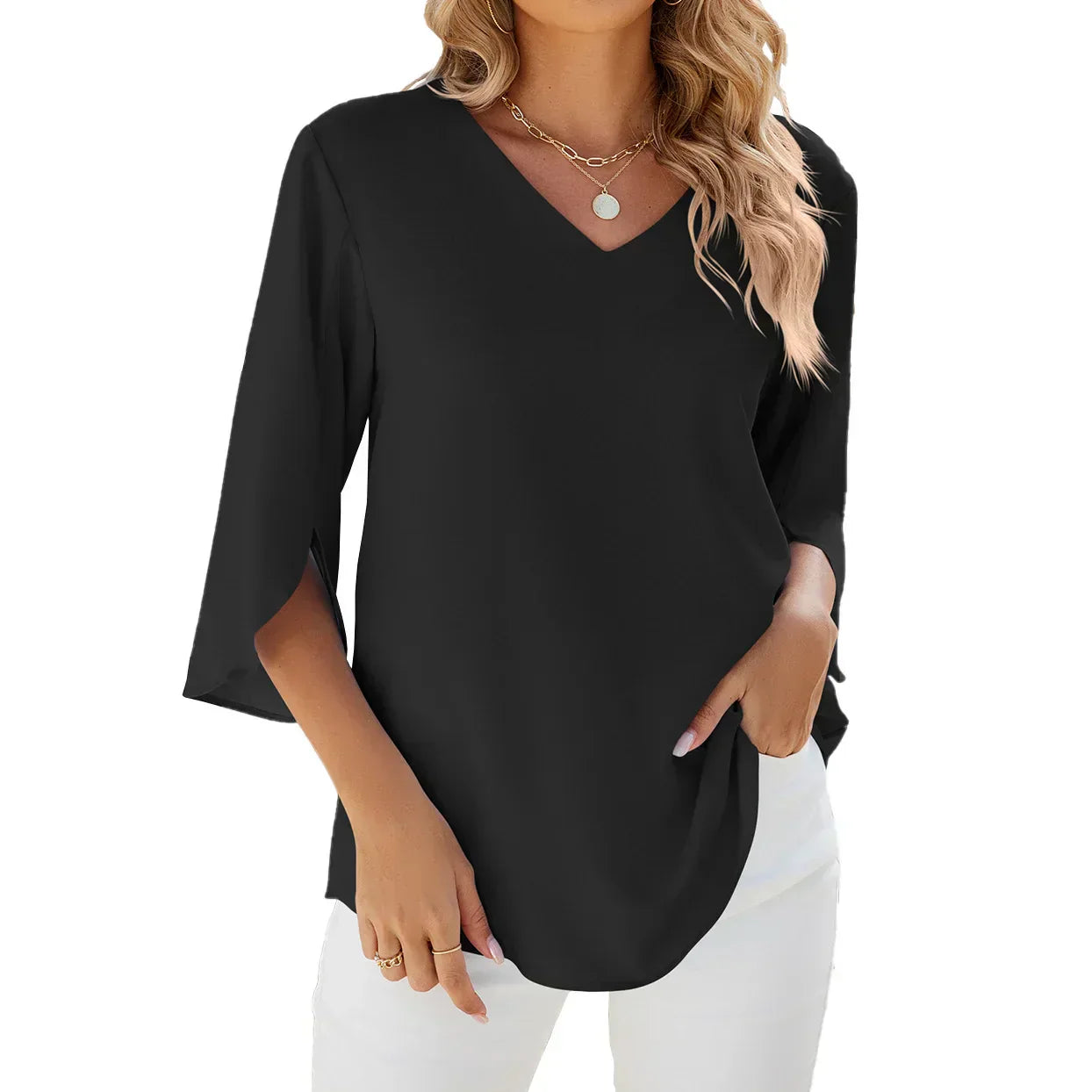 Sophie | Stilvolle Sommerbluse mit V Ausschnitt