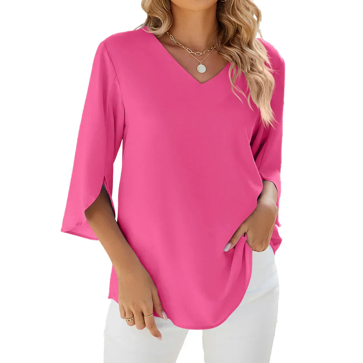Sophie | Stilvolle Sommerbluse mit V Ausschnitt