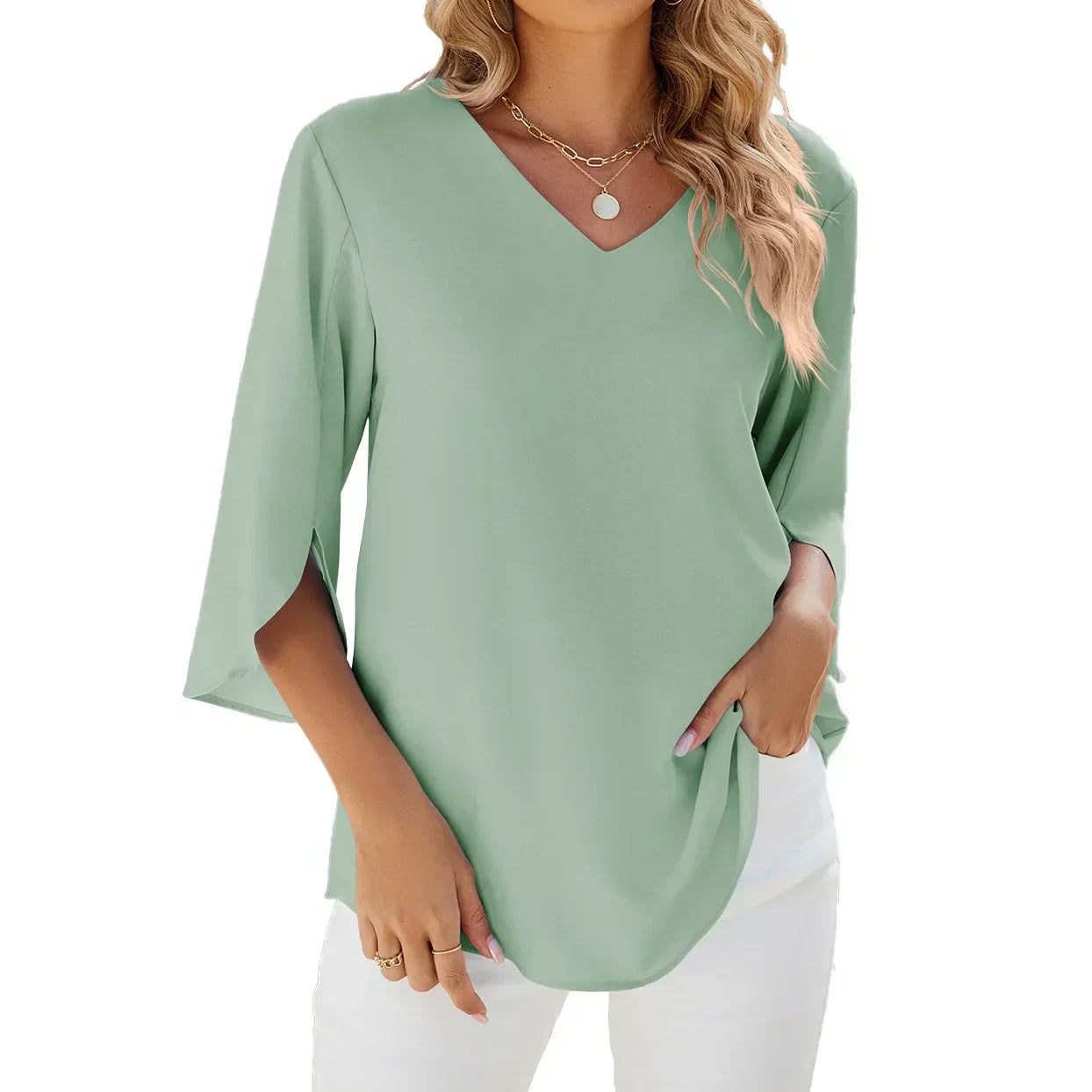 Sophie | Stilvolle Sommerbluse mit V Ausschnitt