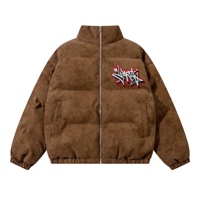 Street Style Gestickte Baumwolljacke mit Warmfutter