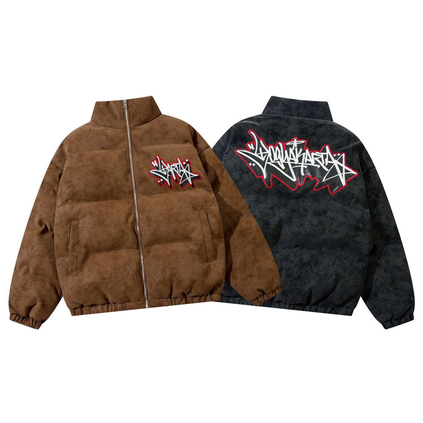 Street Style Gestickte Baumwolljacke mit Warmfutter