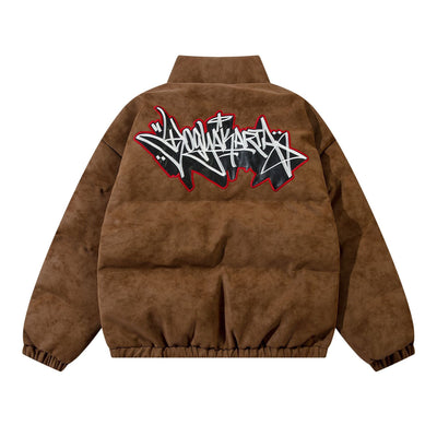 Street Style Gestickte Baumwolljacke mit Warmfutter