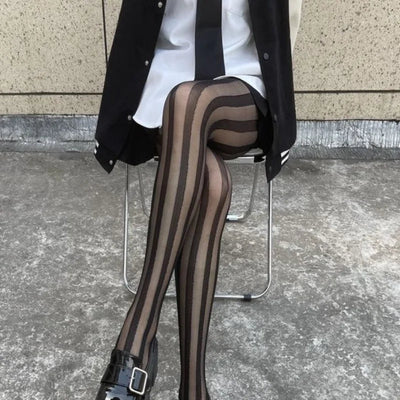 Diana | Stylische Vertikale Gestreifte Strumpfhose