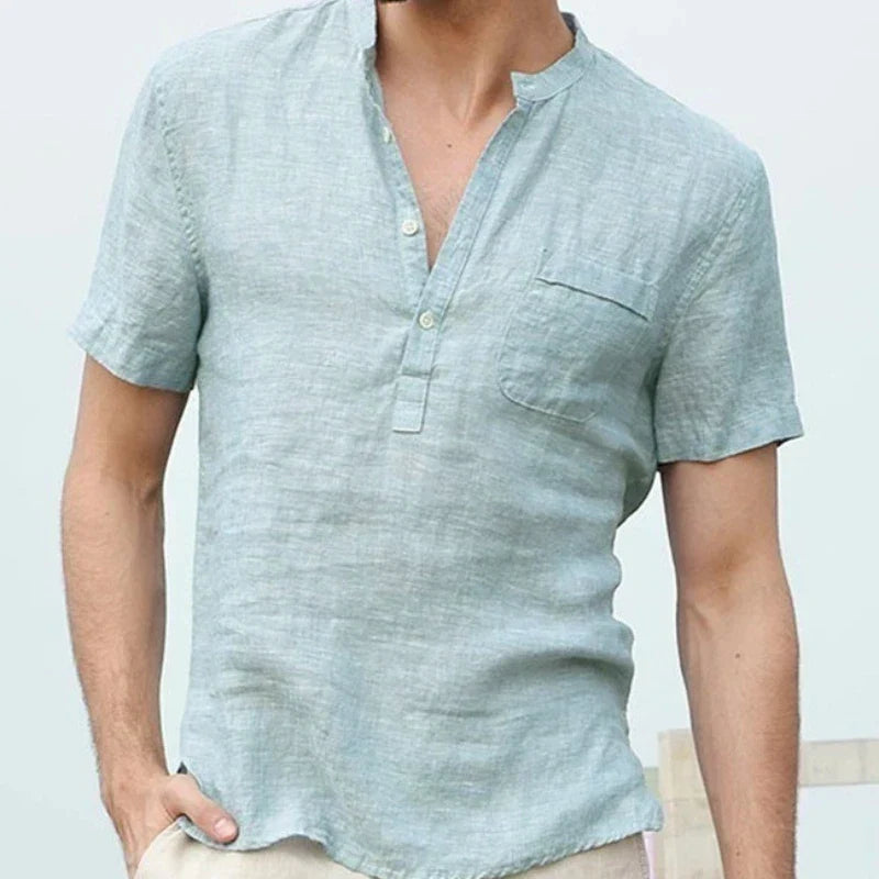 Kurzarm-Leinen-Sommerhemd für Herren