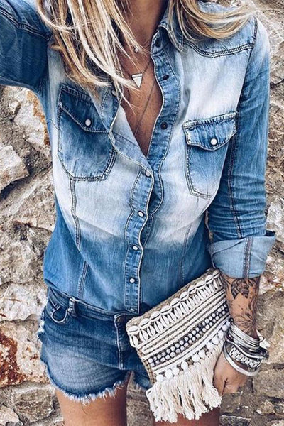 Heidi-Mode | Retro Western Denim Hemd