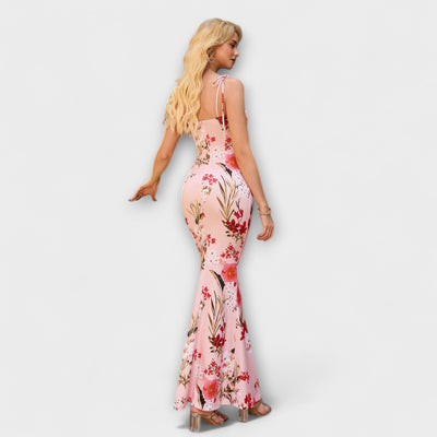 Thalia - Floral Print Prom Dress mit gebundenen Schulterträgern