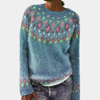 Strickpullover Damen Gemustert Rundhals | Warm & Bunt