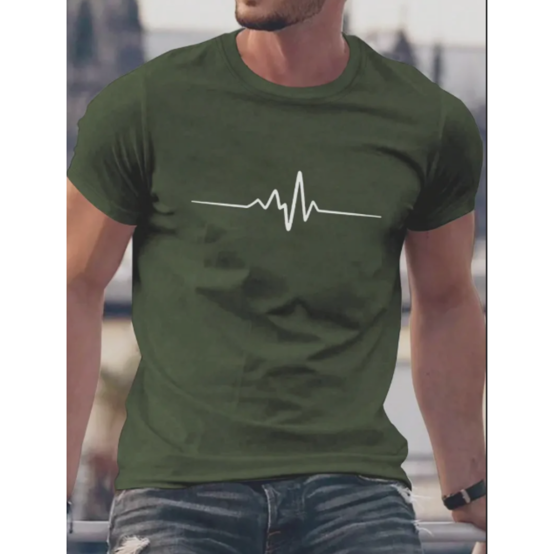 Herren Slim Fit Kurzarm T-Shirt | Herzschlag Print