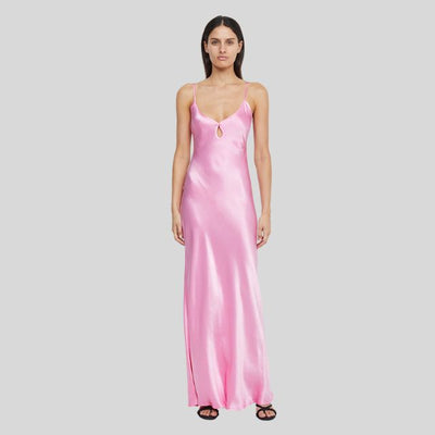 Seidiges Satinkleid mit Kontrastpaspelierung