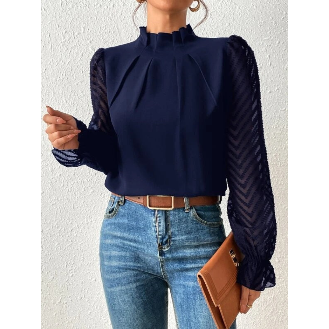Damen Lässig Rollkragen Bluse | Langarm