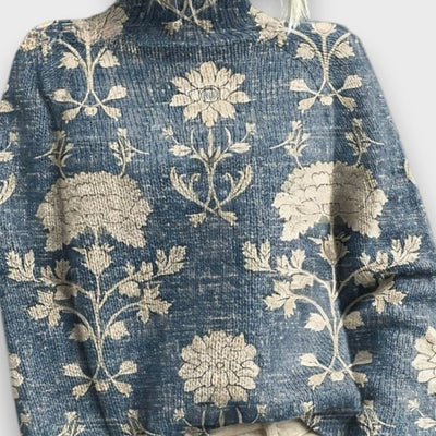 Milai – Vintage Rollkragenpullover mit Kunstprint