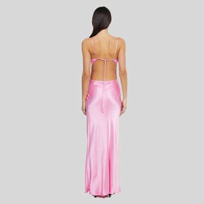 Seidiges Satinkleid mit Kontrastpaspelierung