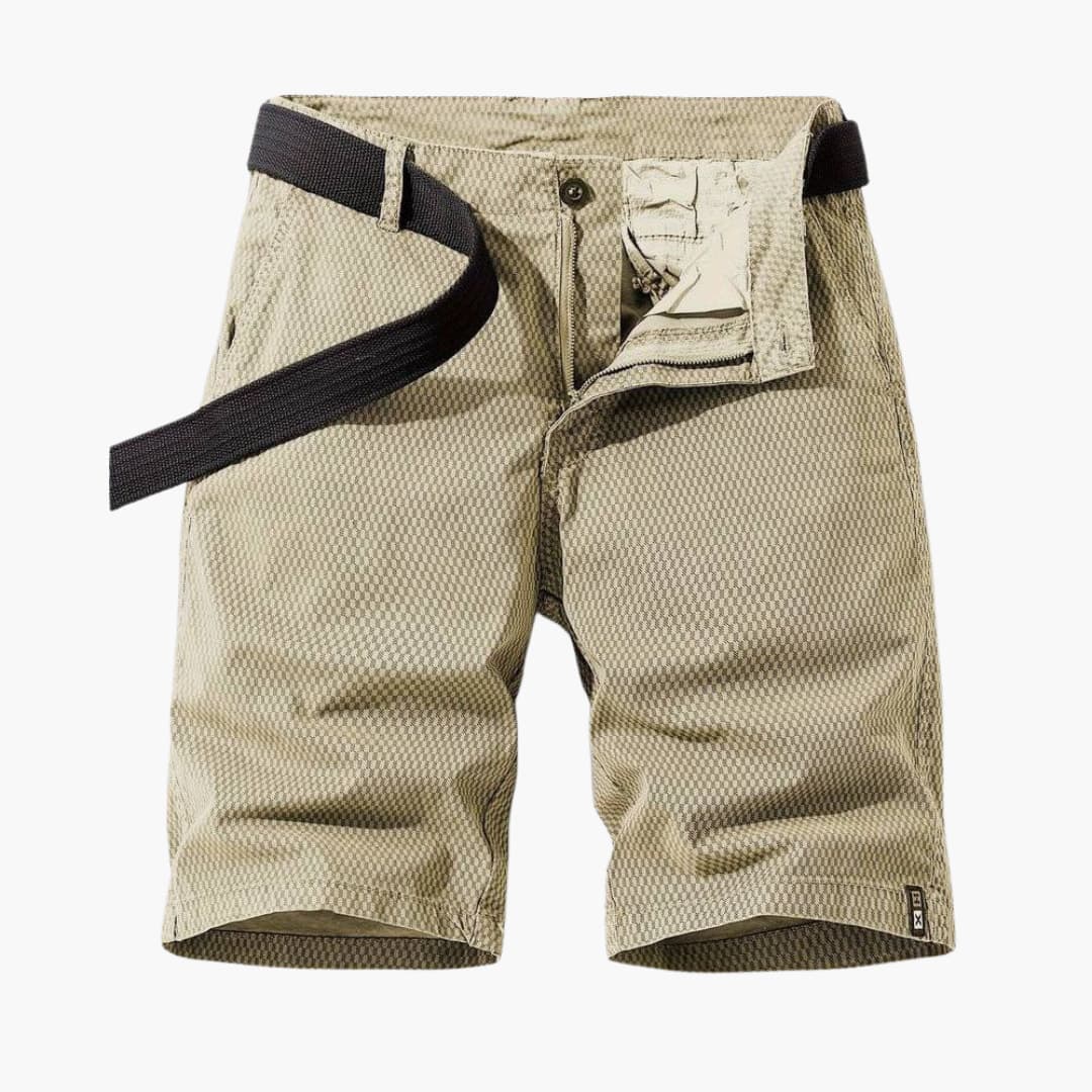 Herren Sommer Shorts mit Taschen und Stoffgürtel knie­lang