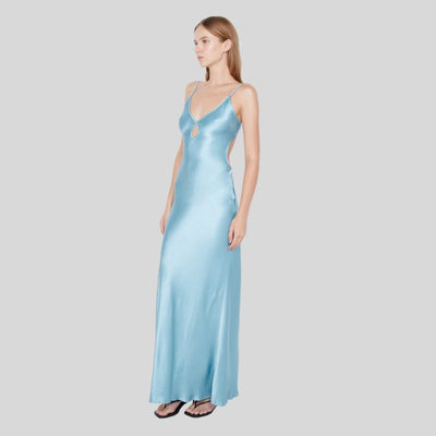 Seidiges Satinkleid mit Kontrastpaspelierung