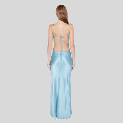 Seidiges Satinkleid mit Kontrastpaspelierung