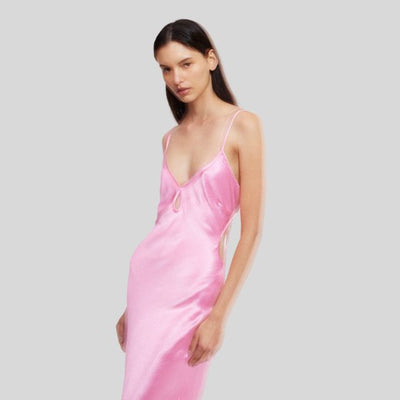 Seidiges Satinkleid mit Kontrastpaspelierung