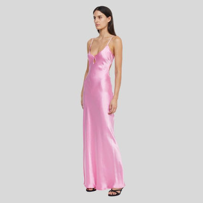 Seidiges Satinkleid mit Kontrastpaspelierung