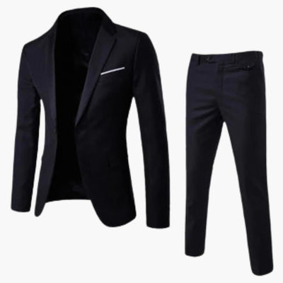 Herren Sommer Anzug Zweiteiler mit Revers und Flatfront Hose