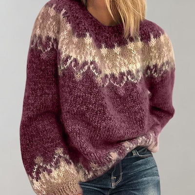 Damen Gemütlich Grobstrickpullover | Rundhalsausschnitt
