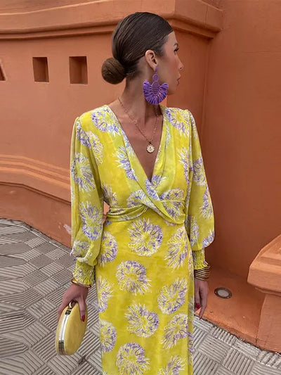 Vela - Midi-Kleid für Damen mit gedrehtem Druck