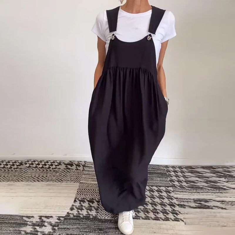 Heidi-Mode | Kleid Lässig Einfarbig Hosenträger