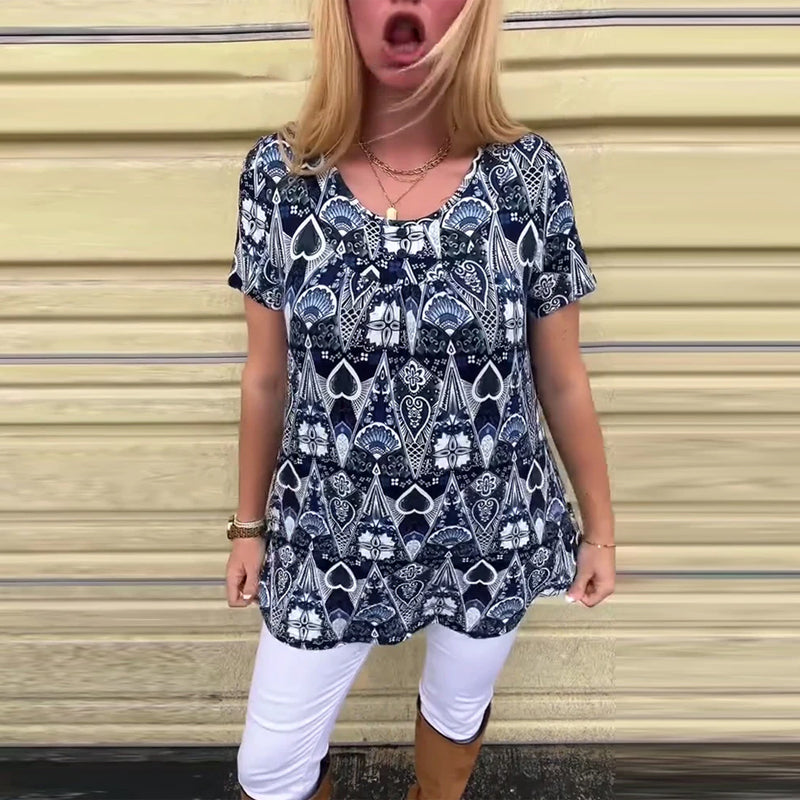 T-Shirt lässig Retro Rundhals bedruckt