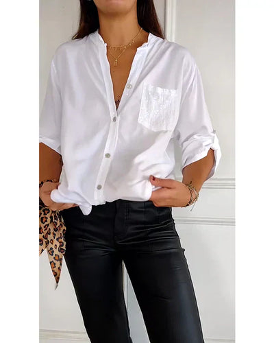 Damen Festliche Button Down Hemd | Langarm