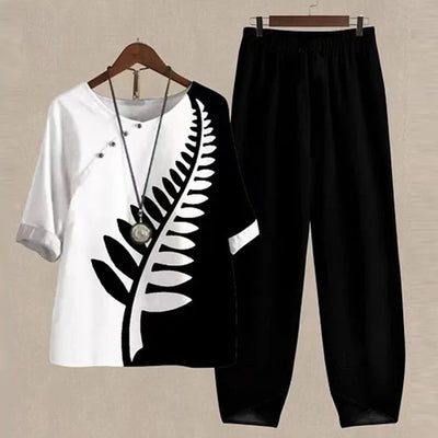 Rose™ - Müheloses Schick Shirt- und Hosen-Set