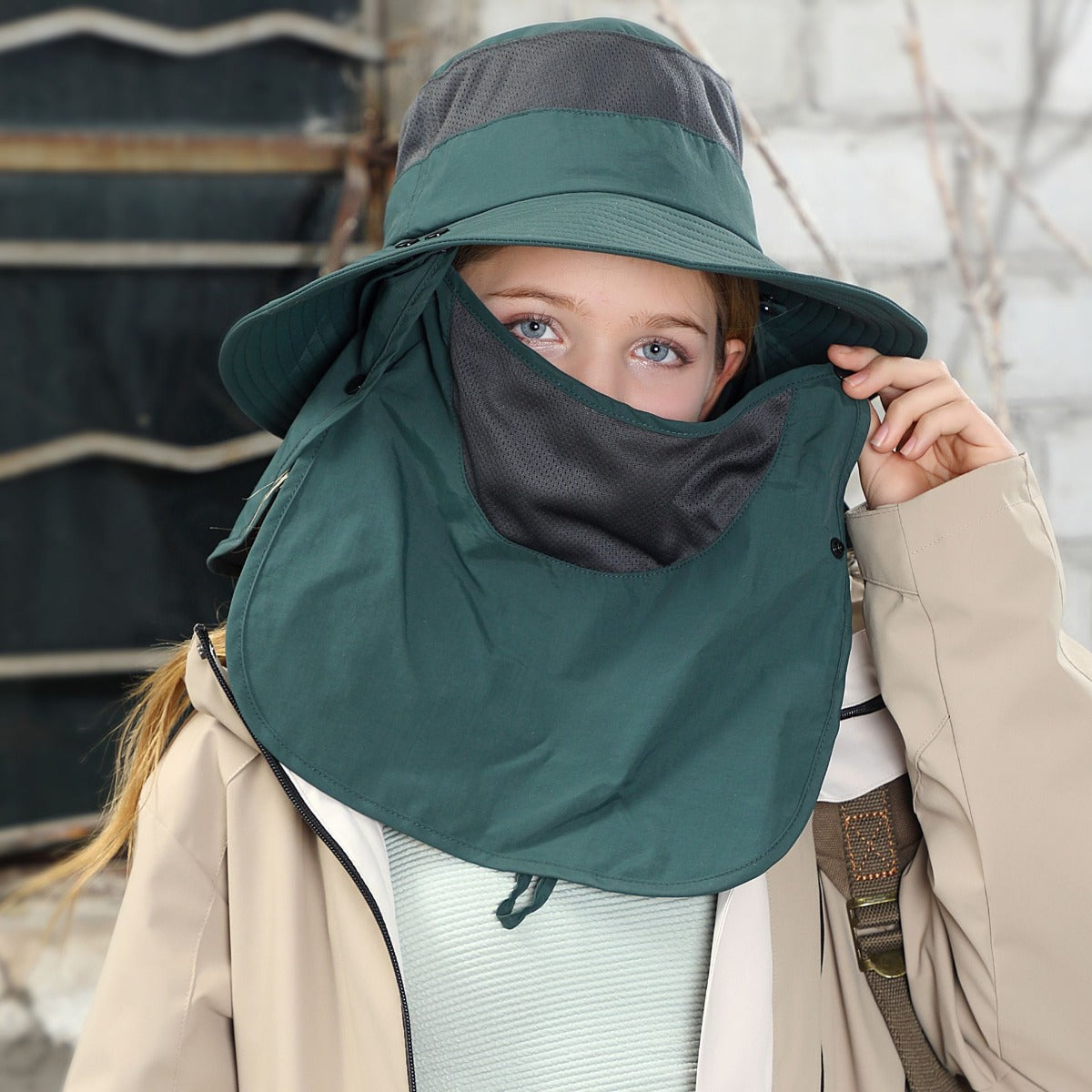 Heidi Mode | Vollabdeckung Gesicht Sonnenschutz Maske im Freien UV Eimer Hut