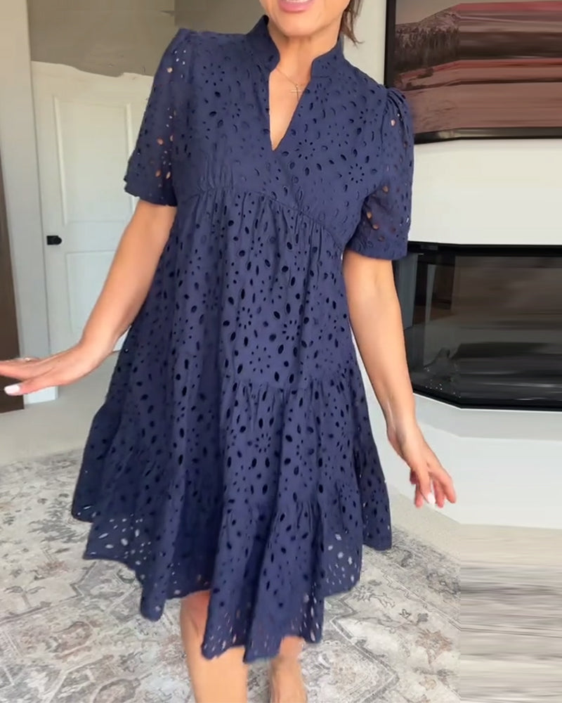 Kleid Stehkragen Ausschnitt A-Linie