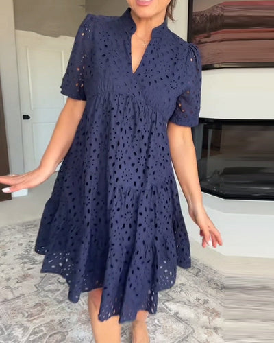 Kleid Stehkragen Ausschnitt A-Linie