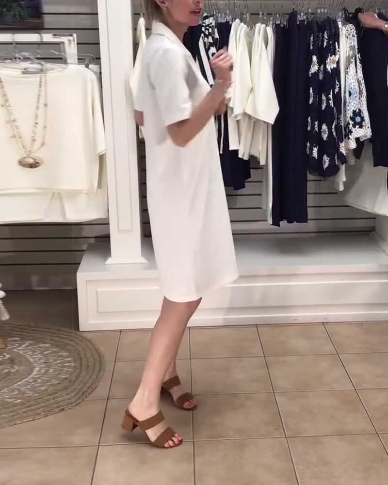 Kleid Kragen Einfarbig Sportlich Polo