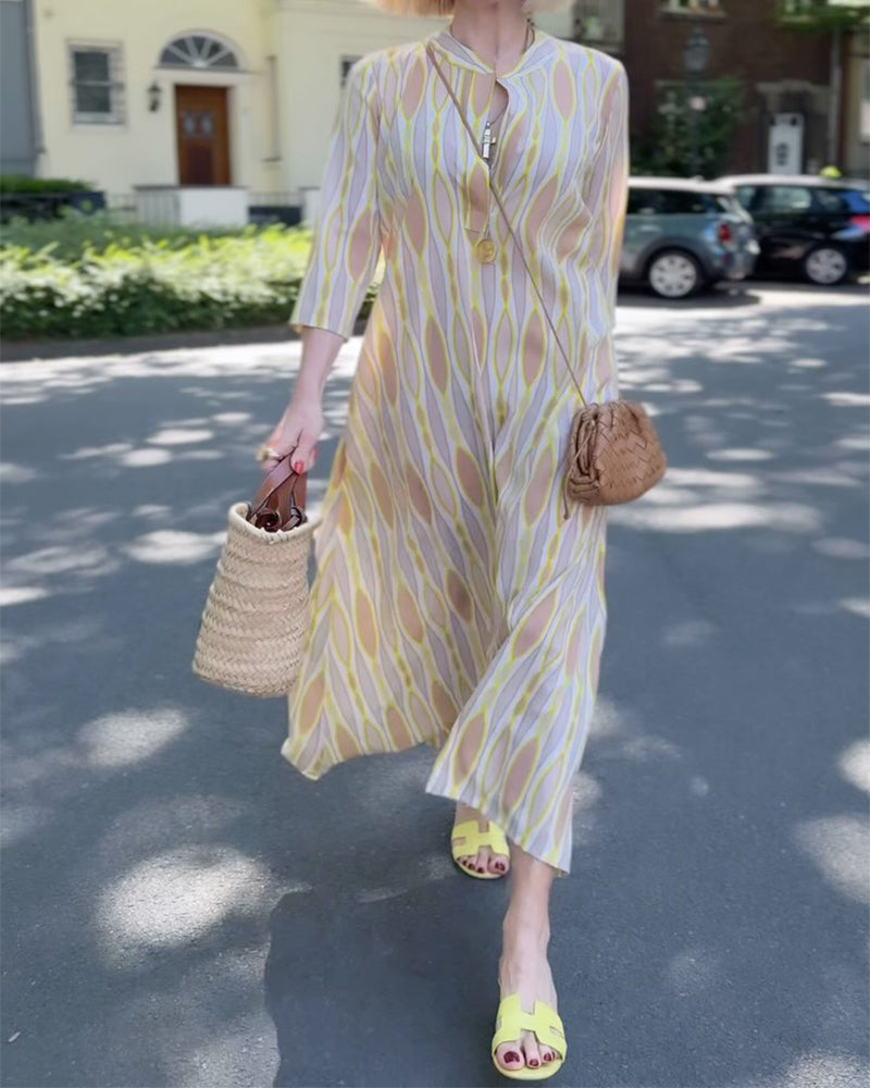 Kleid bedruckt cut-out modisch street