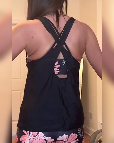 Badeanzug Schlank Träger Top Geteilt Druck Boxer