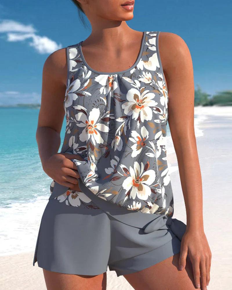 Blumen Tankini Zweiteiliges Set für Damen