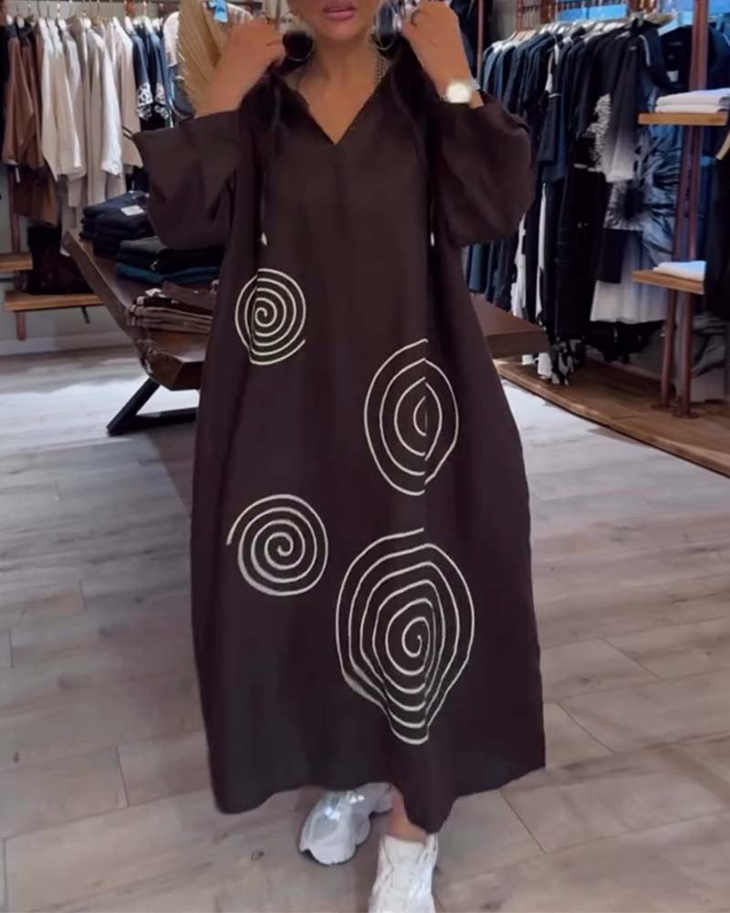 Kleid Mit Kapuze Langarm Weit