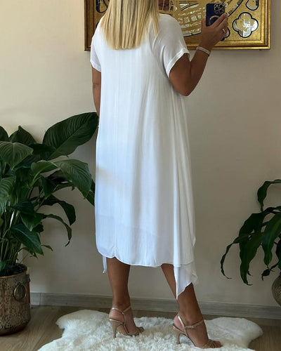 Kleid Fake zweiteilig doppellagig locker kurzärmlig