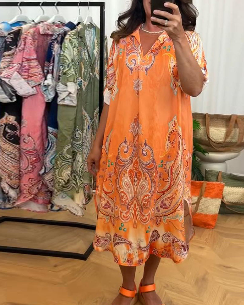 Kleid Retro Revers Druck