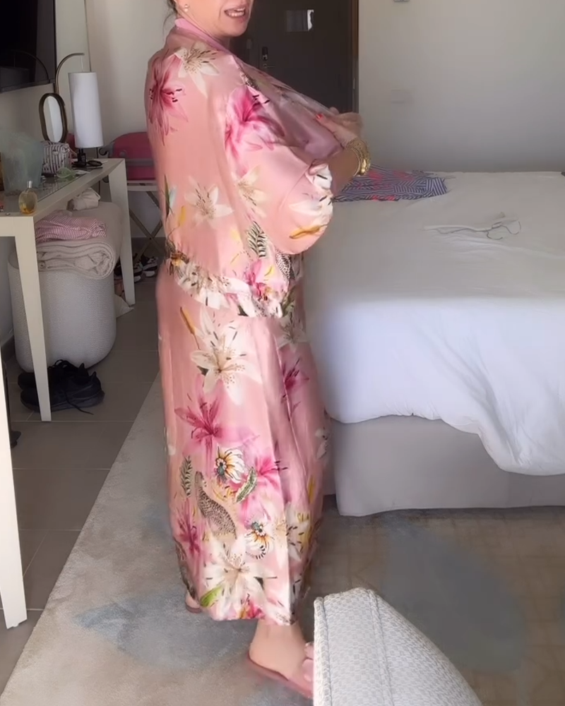 Set Ärmellos Bedruckt Rock Und Mantel