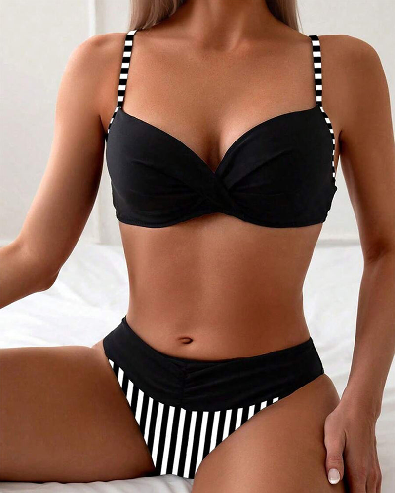Bikini Sexy Gestreift Kontrast Dreieck